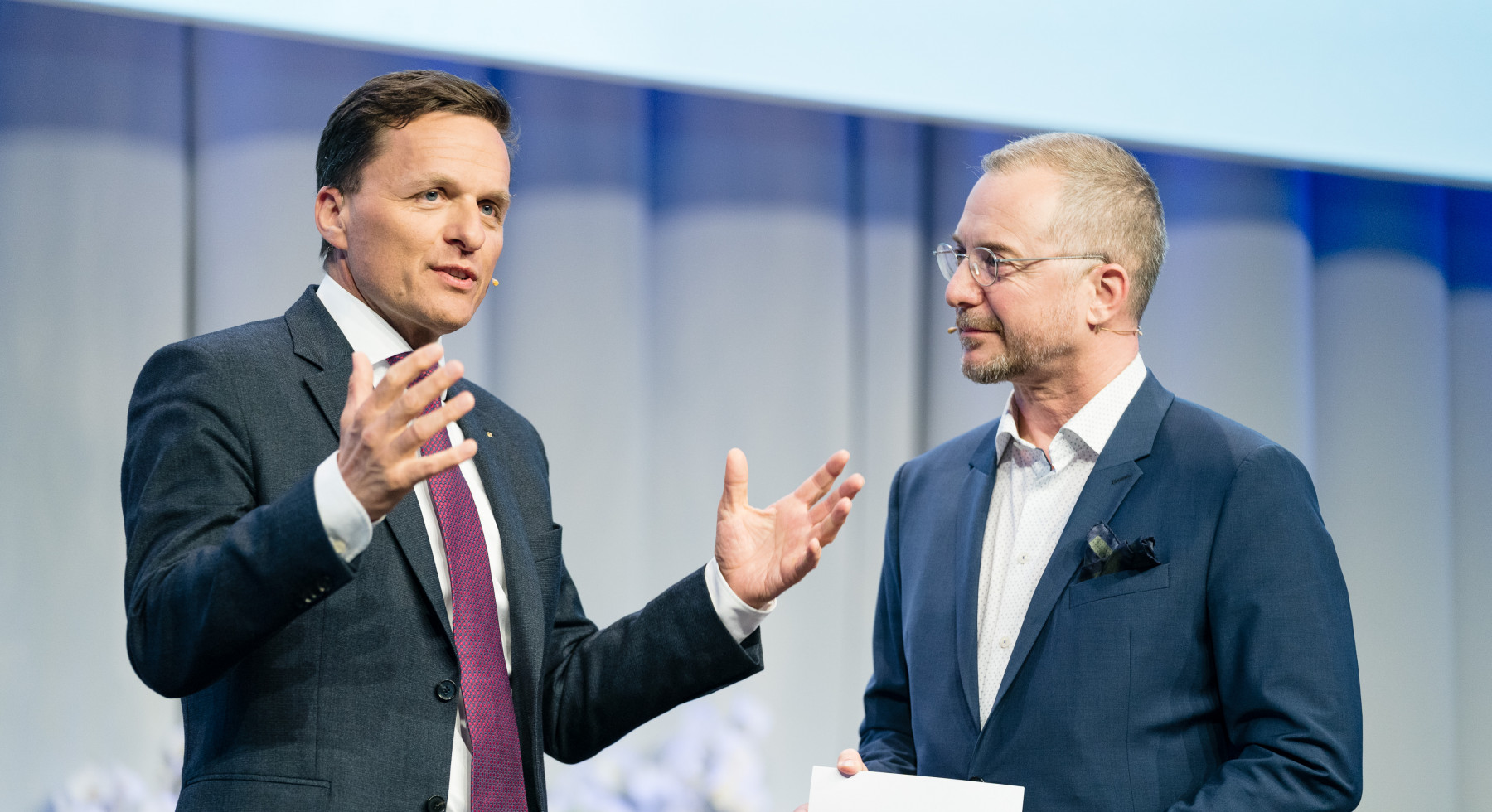 Andreas Gerber, SVC Praesident und Moderator Patrick Rohr 